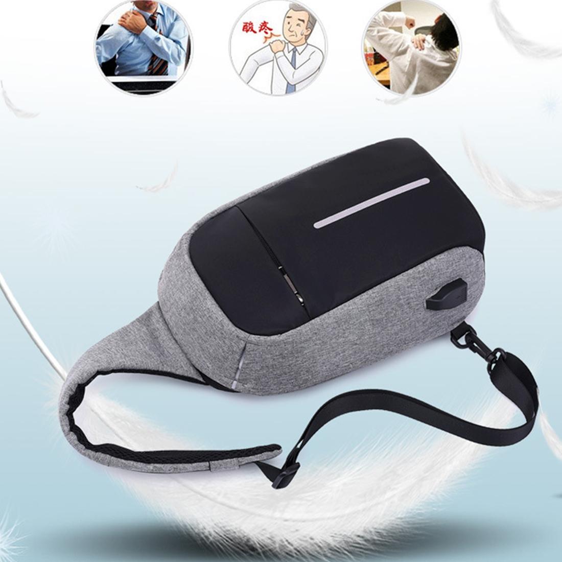 Portable Anti Theft Chest Bag With Usb Charging For Outdoor Sports Men / Women - Black