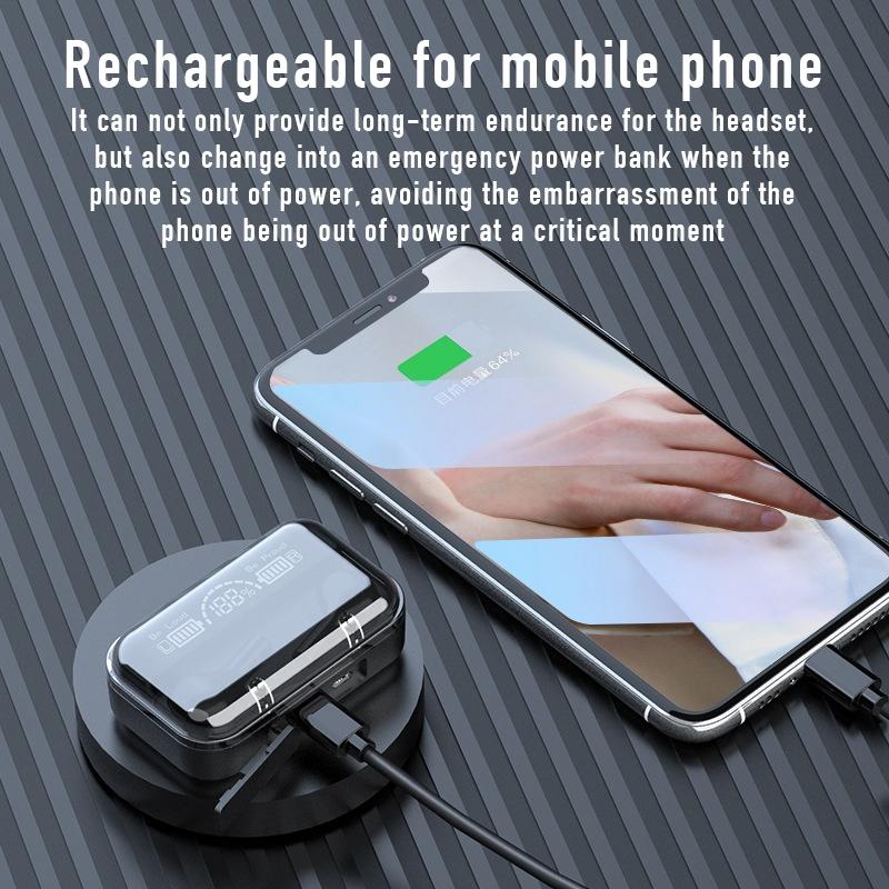 Touch Bluetooth Earphones with Noise Cancellation and Charging Box - Black