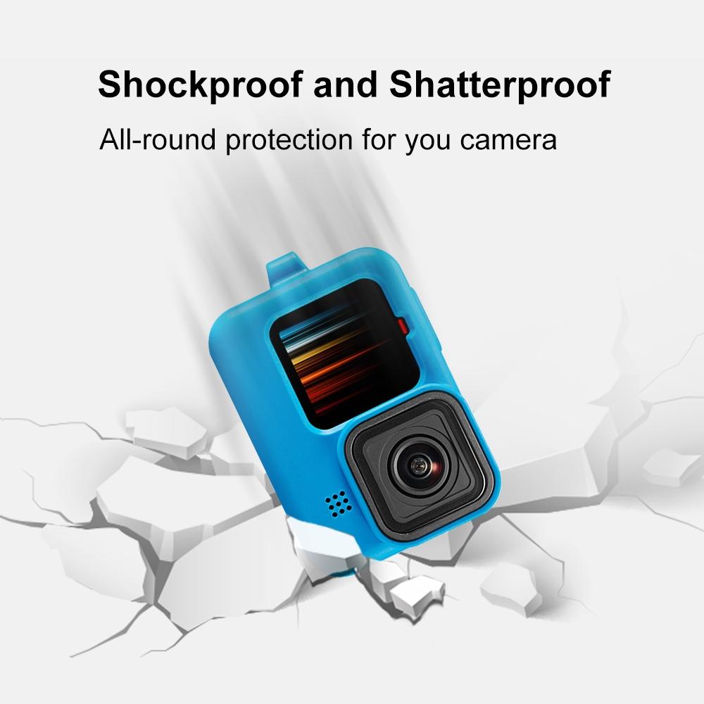 Silicone Case with Wrist Strap and Lens Cover for Gopro Hero 9-12 - Black