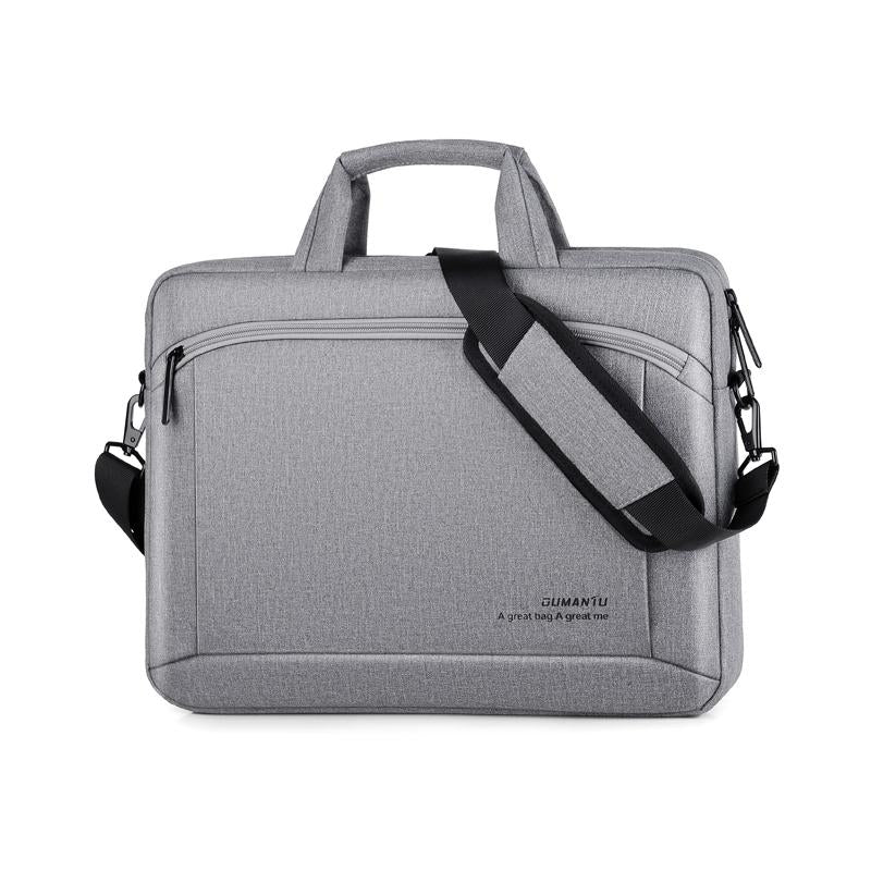 Portable 15 Inch Laptop Leather Handbag For Business Briefcase - Black