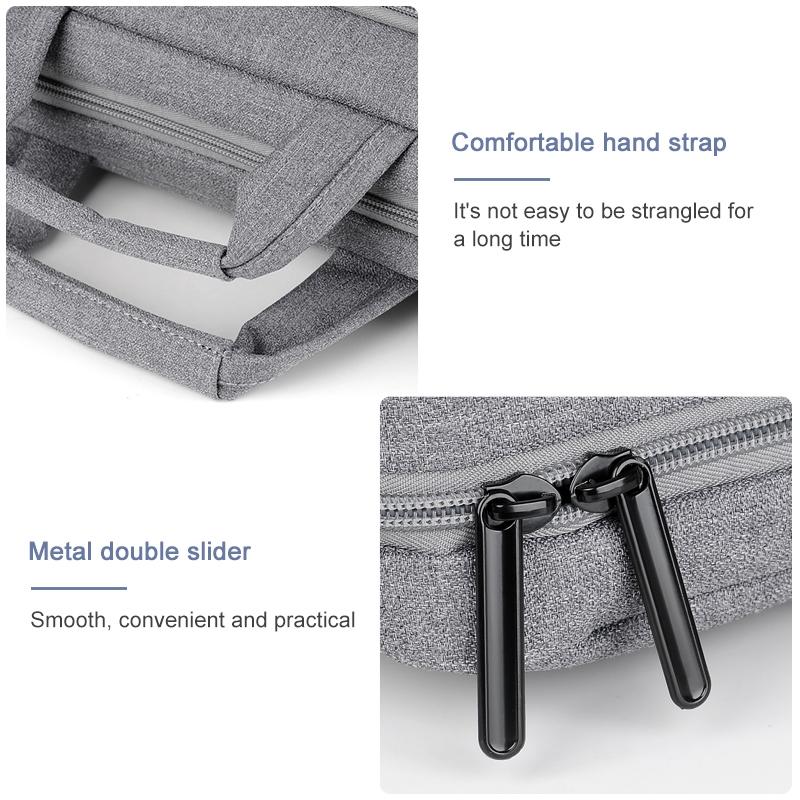 Portable 15 Inch Laptop Leather Handbag For Business Briefcase - Black