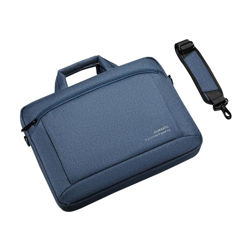 Portable 15 Inch Laptop Leather Handbag For Business Briefcase - Black