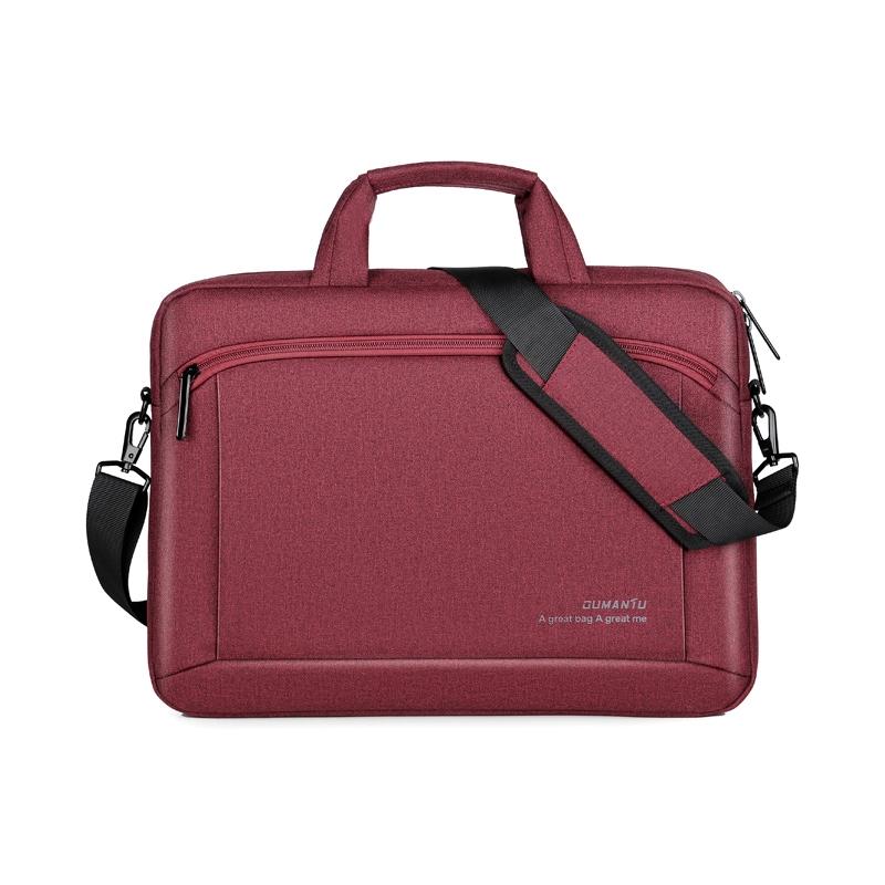 Portable 15 Inch Laptop Leather Handbag For Business Briefcase - Black