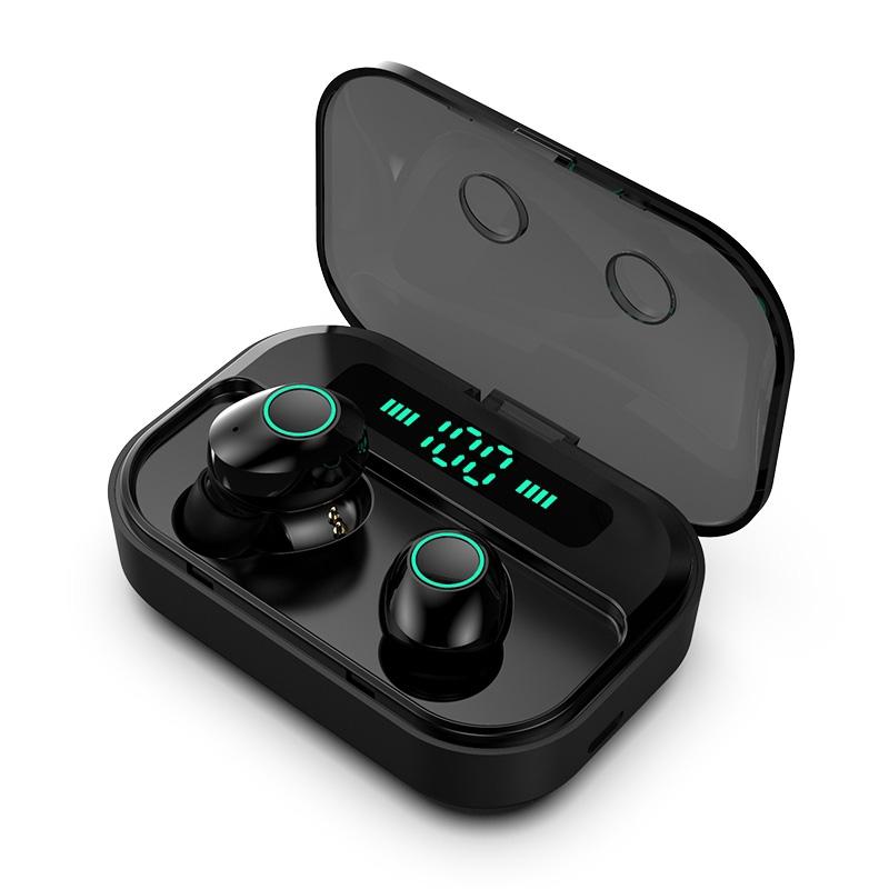 Wireless Stereo Bluetooth Headset with Charging Case and Digital Display - M7 Tws V5.0 - Black