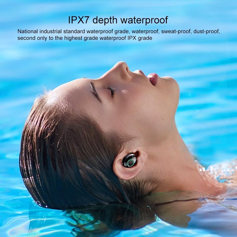 Wireless Stereo Bluetooth Headset with Charging Case and Digital Display - M7 Tws V5.0 - Black