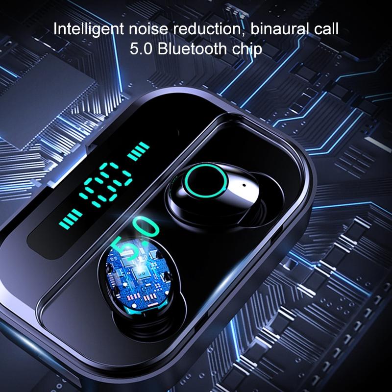 Wireless Stereo Bluetooth Headset with Charging Case and Digital Display - M7 Tws V5.0 - Black