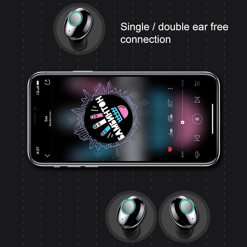 Wireless Stereo Bluetooth Headset with Charging Case and Digital Display - M7 Tws V5.0 - Black