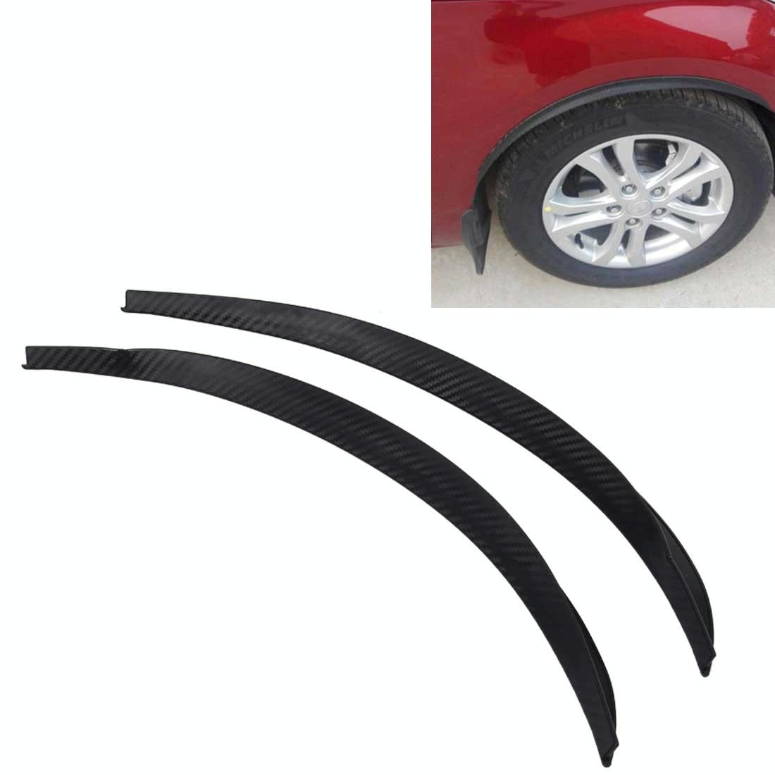 2 Pcs 45Cm Car Stickers Rubber Large Round Arc Strips Universal Fender Flares Wheel Eyebrow Decal Sticker Eyebrow Car-Covers Black Striped Round Arc Strips - 45 X 2Cm