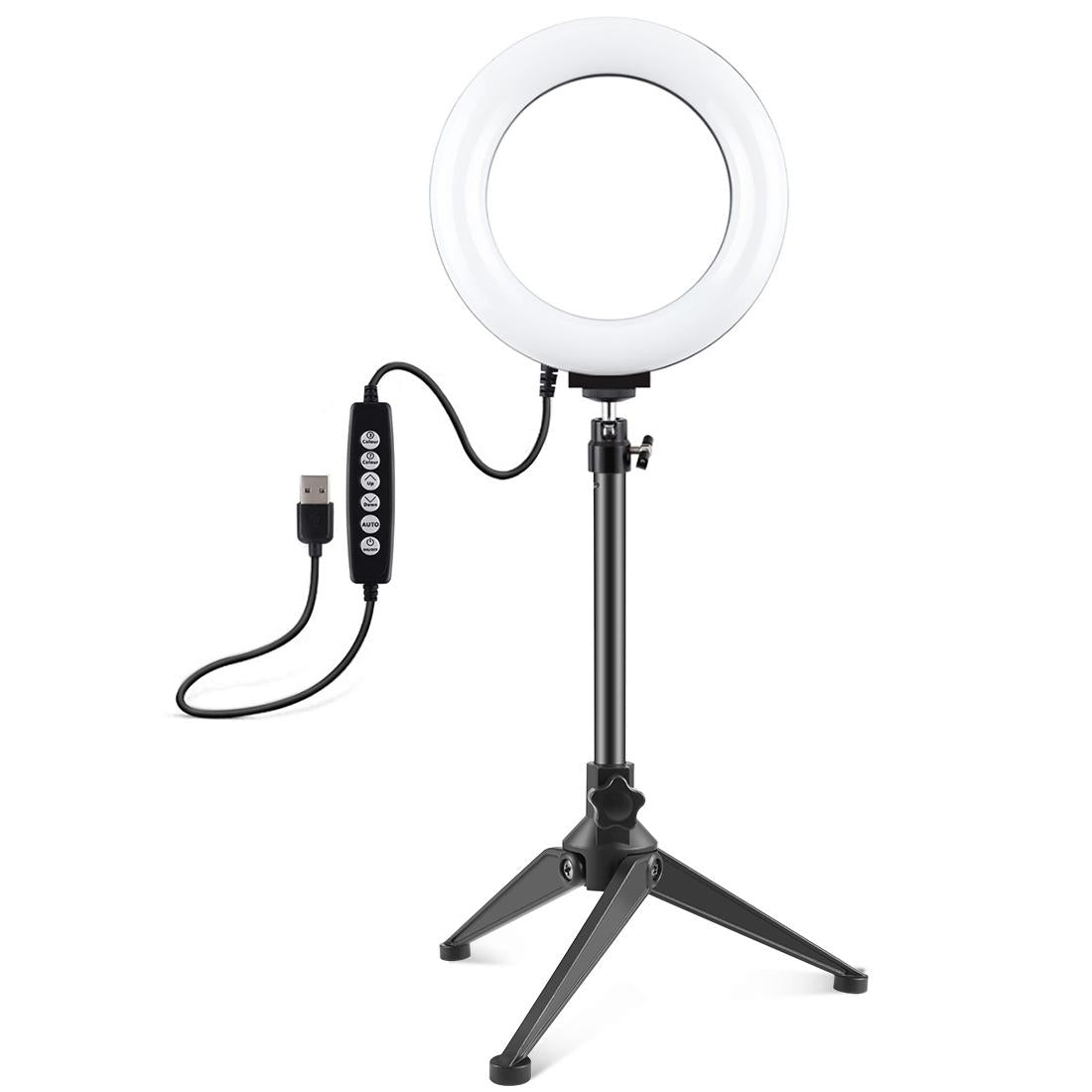 6.2 Usb Led Ring Light with 10 Modes & Desktop Tripod Mount - Black