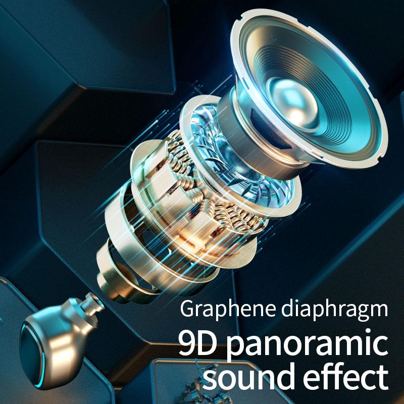 True Wireless Bluetooth Earphones with Digital Display and Charging Box - Black