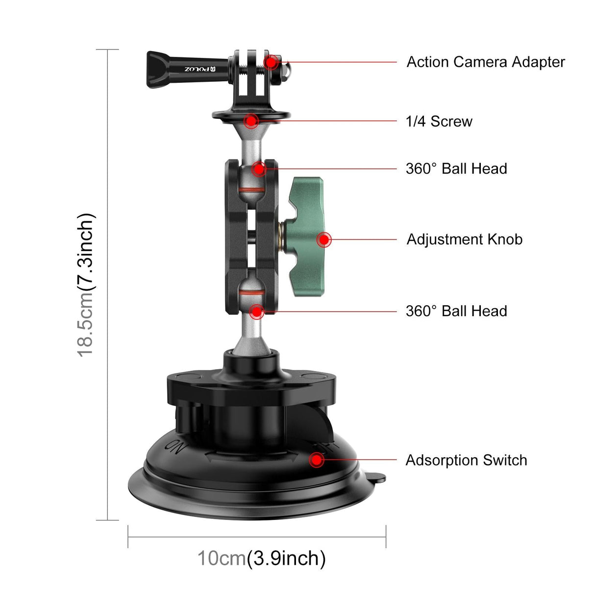 Aluminum Alloy Magic Arm with Strong Suction Cup