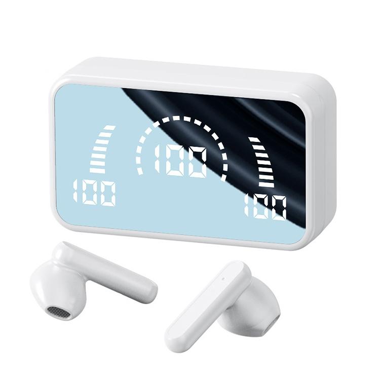 Wireless Bluetooth Earphones with Charging Case - V9 Mirror Noodle - Black