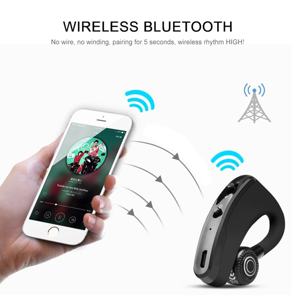 V9 Wireless Bluetooth Headset with Mic for Drivers - Black