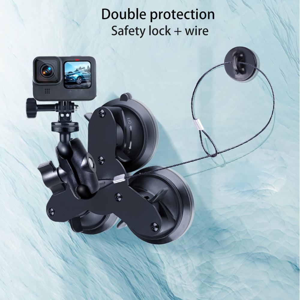 Triangle Suction Cup Mount for Gopro with Tripod Adapter and Phone Clamp
