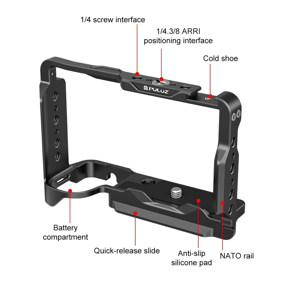 Camera Cage Stabilizer - Black Metal for Sony Zv-E10 Ii