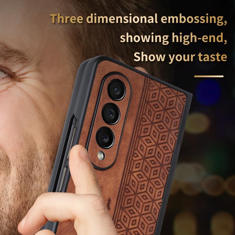 For Samsung Galaxy z Fold4 5G Embossed 3d Skin Texture Phone Case - Sleek Design - Dark Green