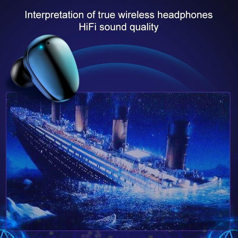 Wireless Stereo Bluetooth Headset with Charging Case and Digital Display - X7 Tws V5.0 - Black