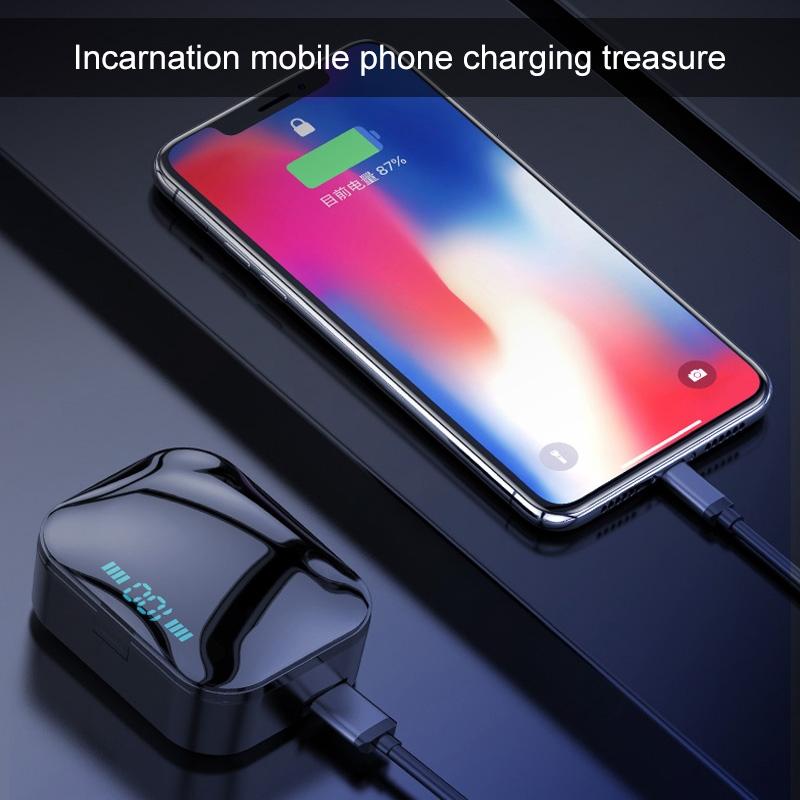 Wireless Stereo Bluetooth Headset with Charging Case and Digital Display - X7 Tws V5.0 - Black