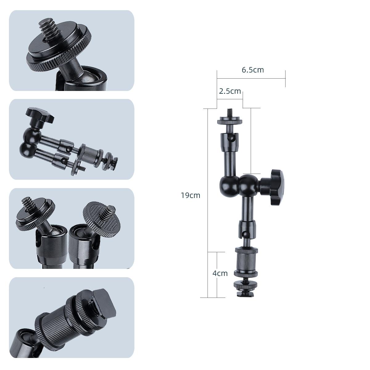 7 Articulating Magic Arm With Adjustable Friction & Large Claws Clips - Black