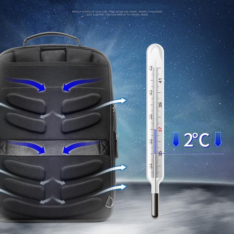 Large Capacity Business Laptop Backpack with Usb - Breathable Black 29x16x44cm