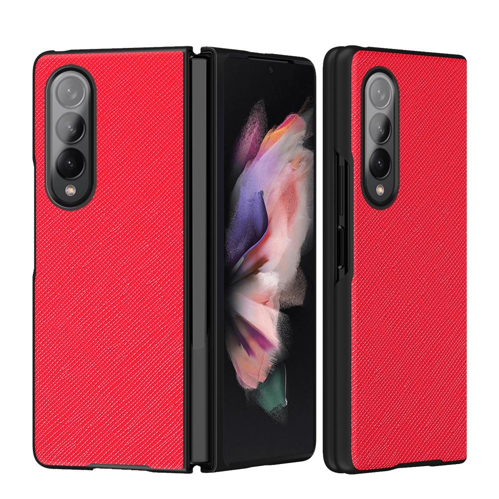 For Samsung Galaxy Z Fold4 5G Foldable Cross Pattern Phone Case - Foldable Design - Red