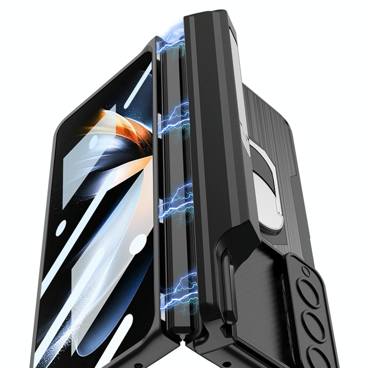 For Samsung Galaxy Z Fold4 5G Magnetic Armor Phone Case - Full Coverage - Litchi Texture