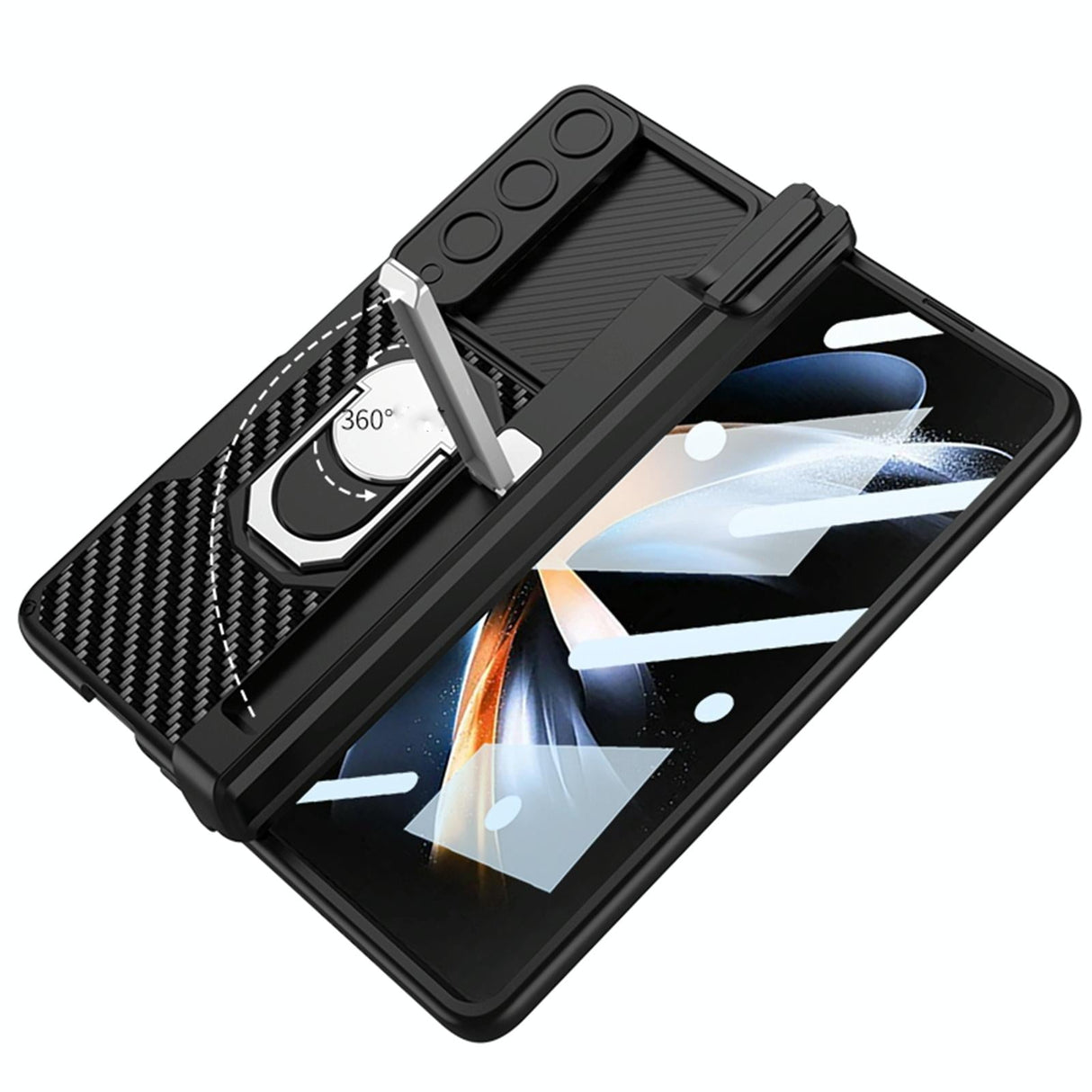For Samsung Galaxy Z Fold4 5G Magnetic Armor Phone Case - Full Coverage - Litchi Texture