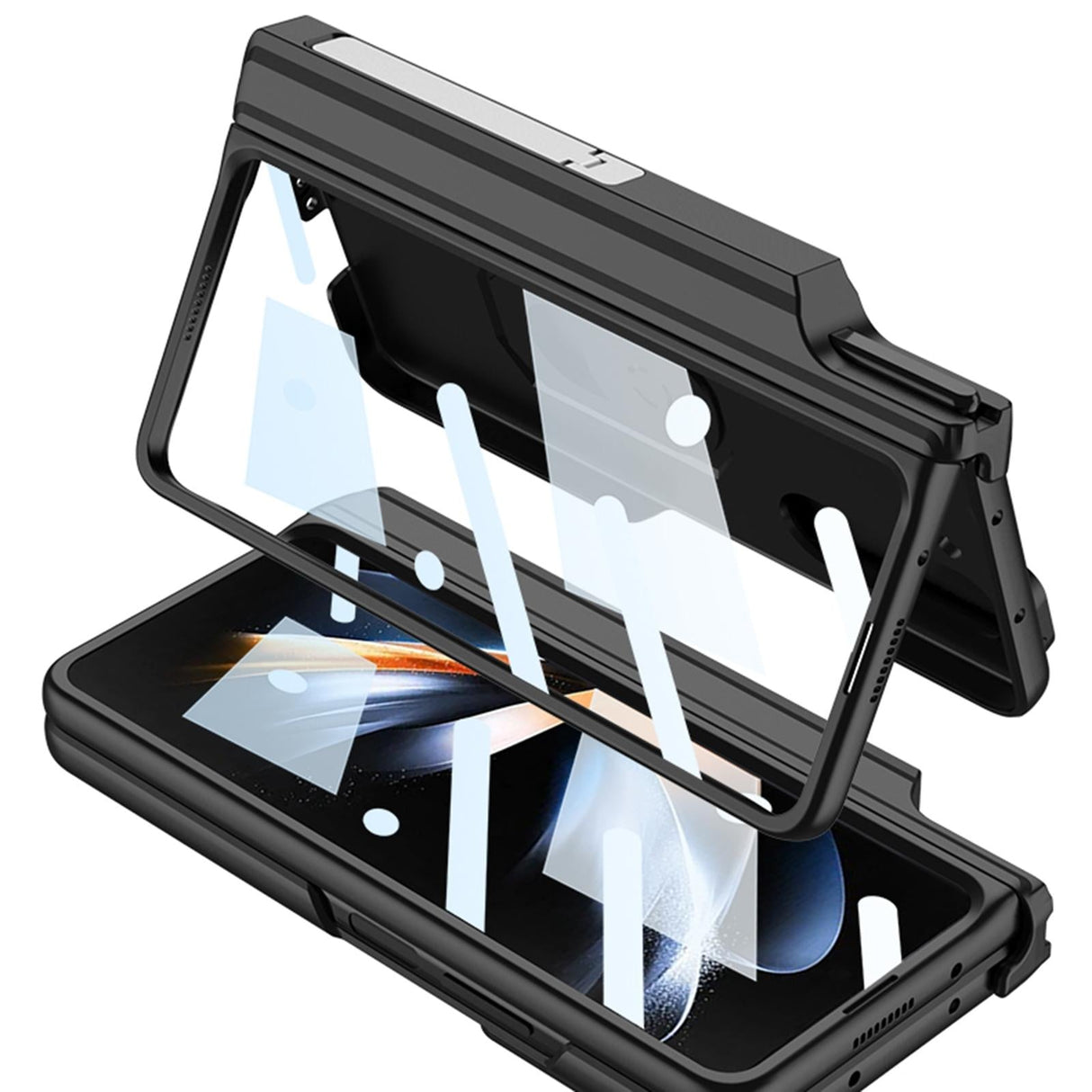 For Samsung Galaxy Z Fold4 5G Magnetic Armor Phone Case - Full Coverage - Litchi Texture