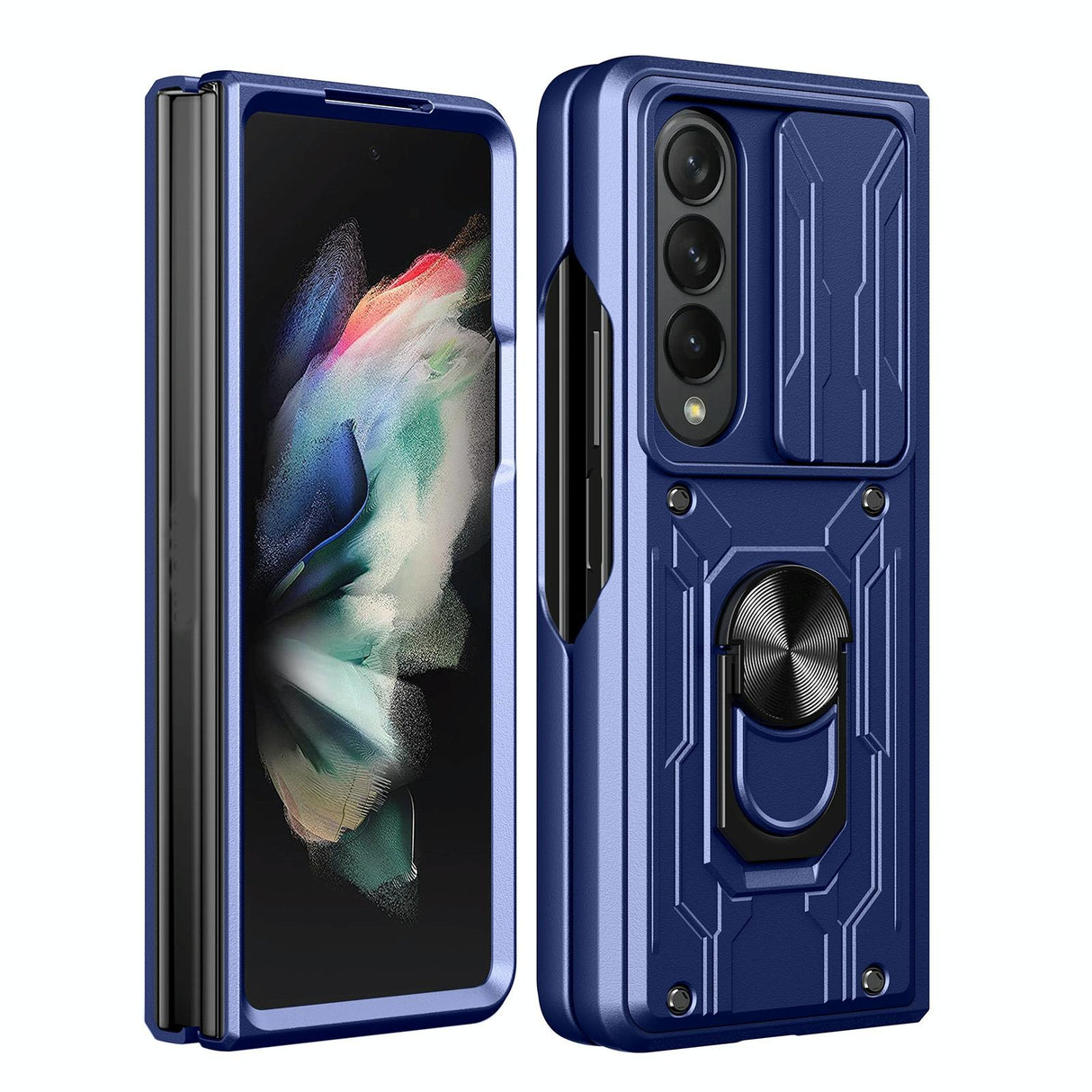 For Samsung Galaxy z Fold4 5G Protective Sliding Camshield Phone Case - Blue