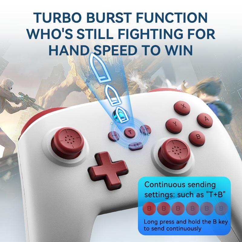 Vibration Gamepad for Switch / Android / Apple / Pc - Tooth Design - Pink