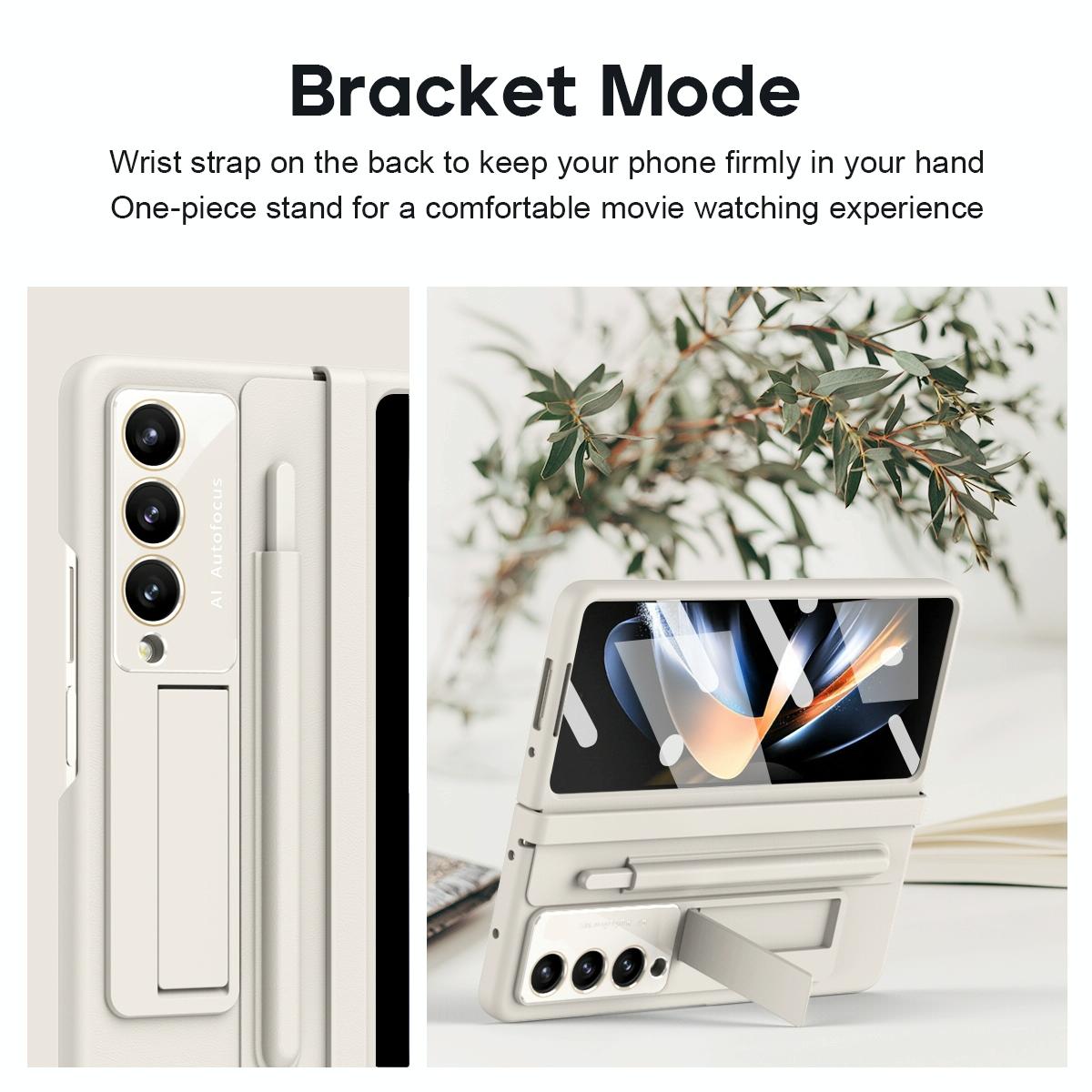 For Samsung Galaxy Z Fold4 5G Phone Case With Pen Slots - Full Coverage - White