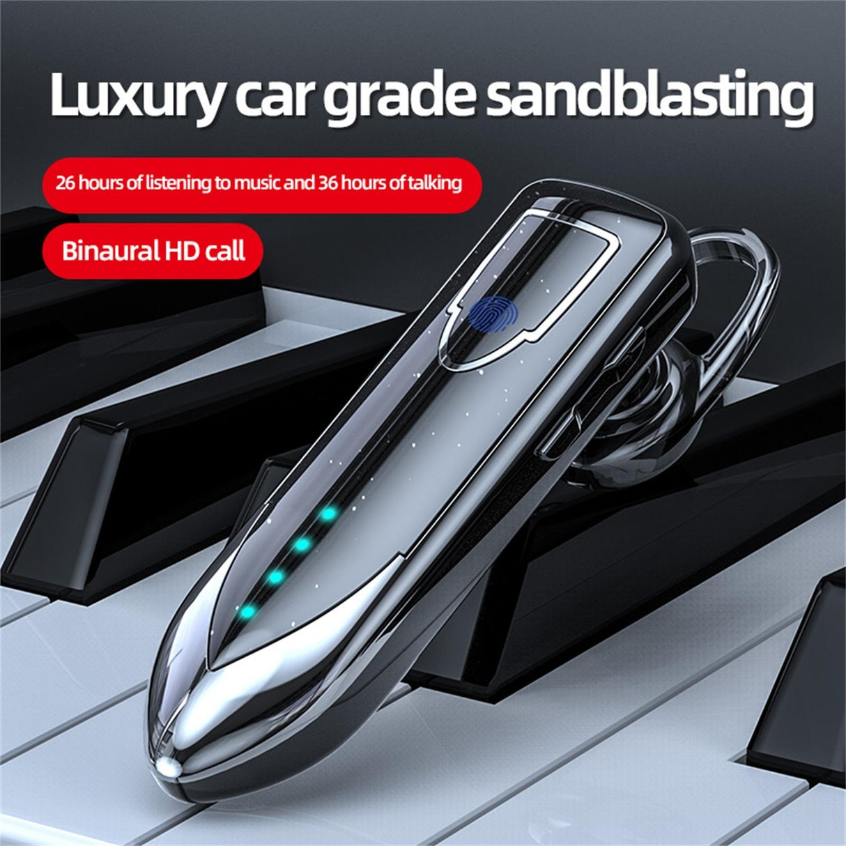 Business Style Bluetooth 5.0 Earphone with Touch Switch - Blue