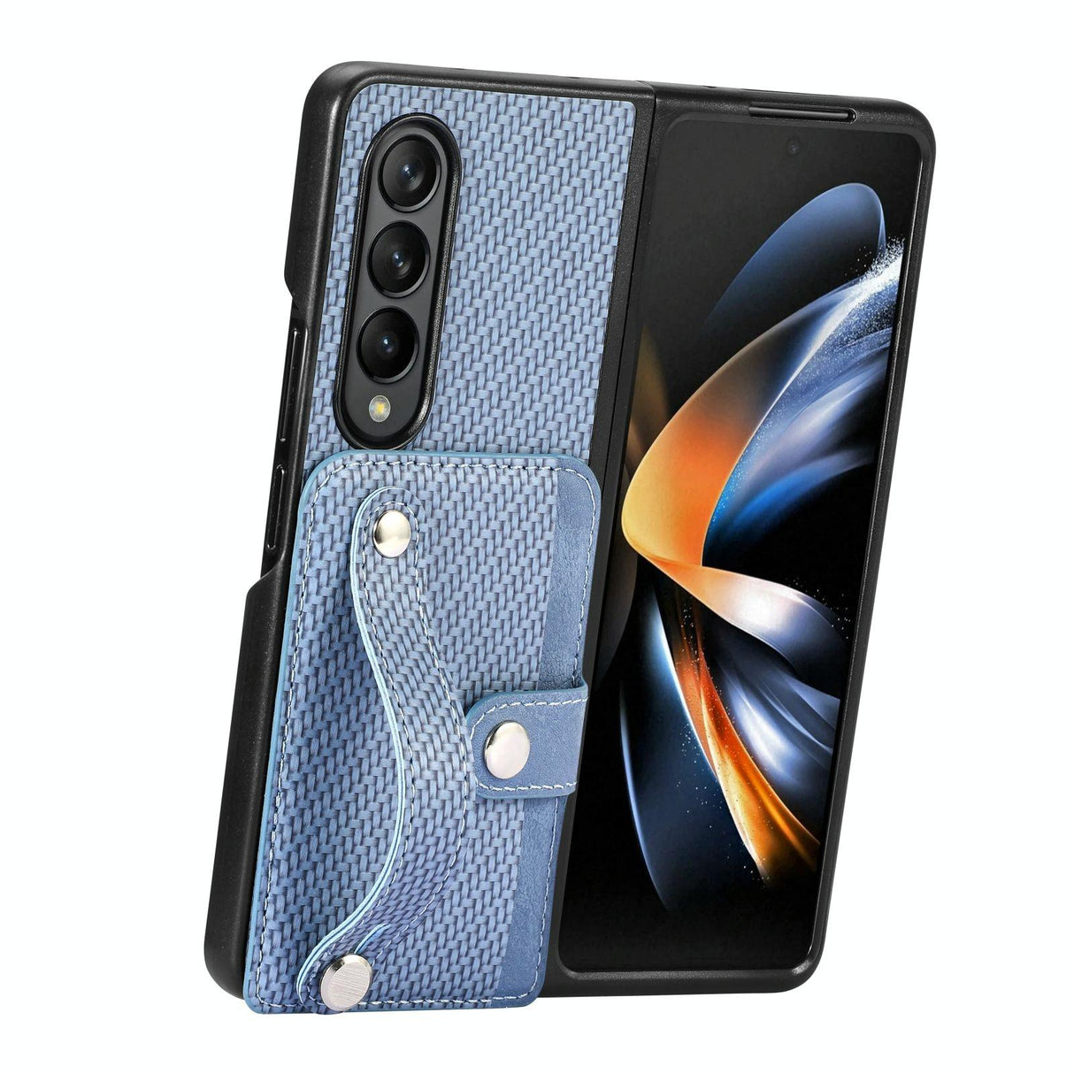 For Samsung Galaxy Z Fold4 5G Wristband Phone Case - Brown