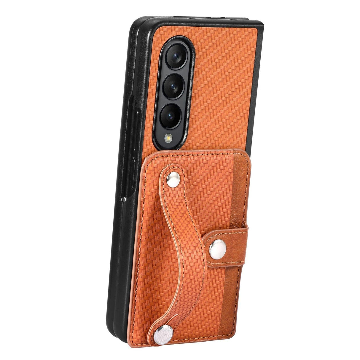 For Samsung Galaxy Z Fold4 5G Wristband Phone Case - Brown