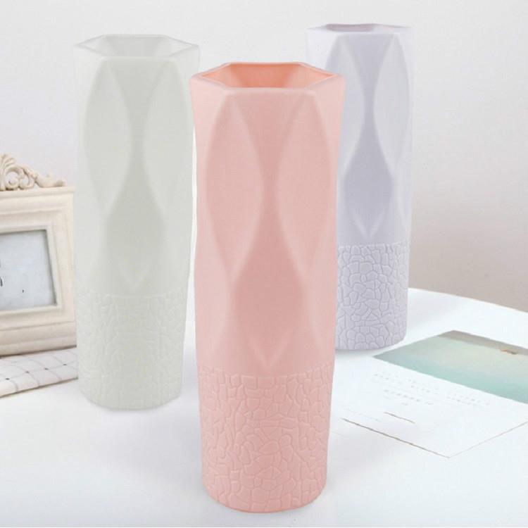 3-piece Plastic Vase Set for Dry and Wet Flower Arrangements and Floral Decor - White
