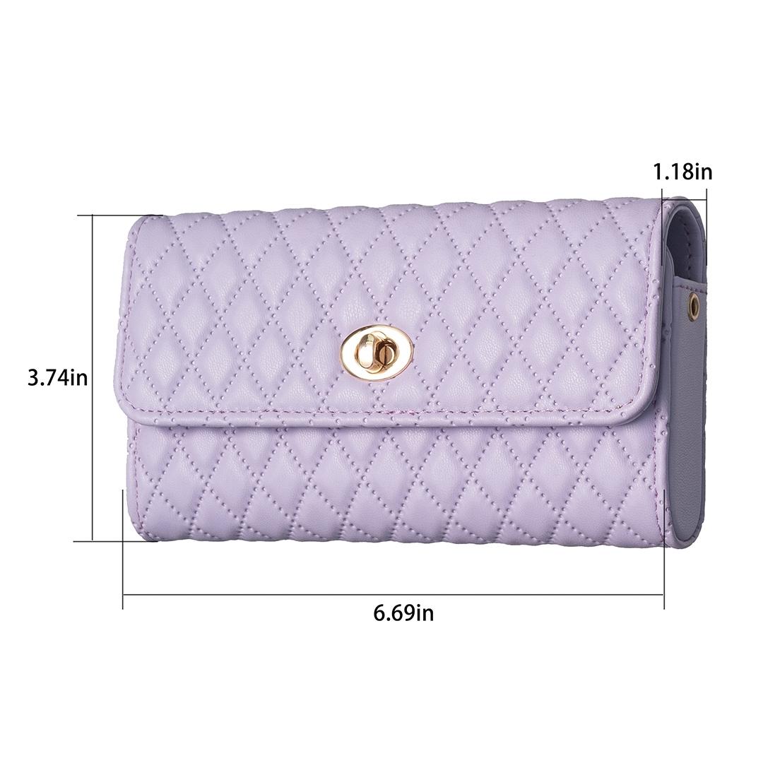 Horizontal Pu Crossbody Shoulder Bag - Dark Purple