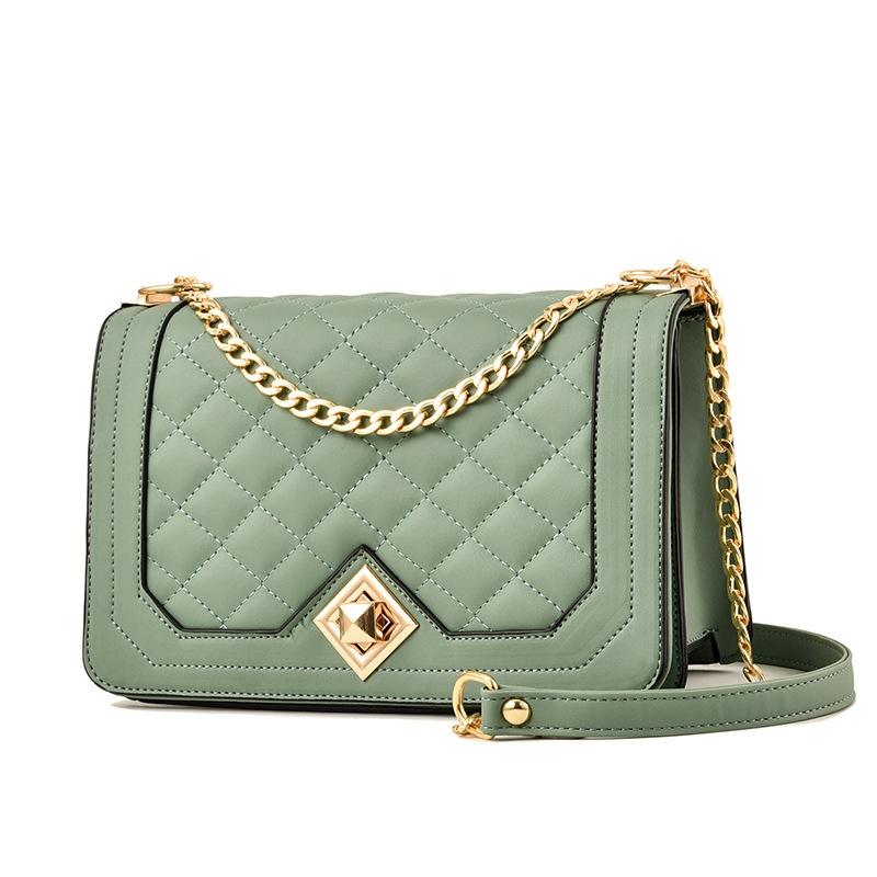 Chic One Shoulder Chain Bag With Diagonal Rhombus Design - Light Grey