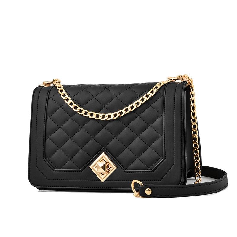 Chic One Shoulder Chain Bag With Diagonal Rhombus Design - Light Grey