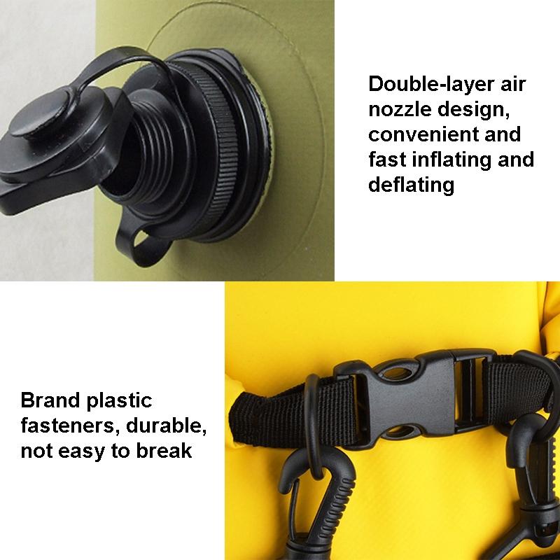 Waterproof Outdoor Rafting Backpack Inflatable Swimming Tote Bag For River Tracing And More - Bean Green