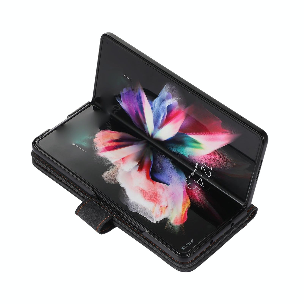 For Samsung Galaxy Z Fold4 5G Leather Phone Case With Pen Slot - Horizontal Flip - Pink