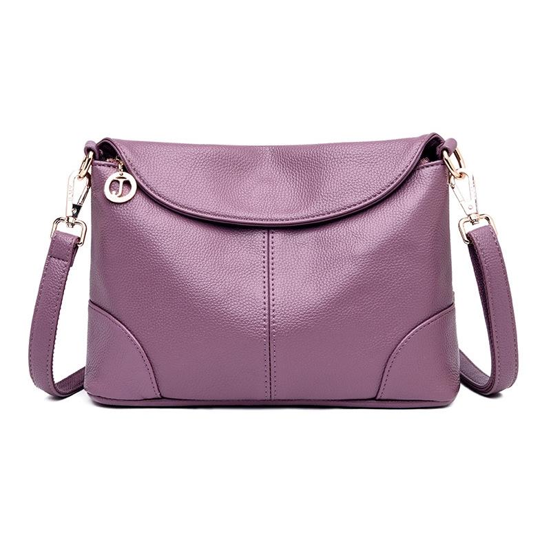Stylish Soft Leather Shoulder Bag - Taro Purple