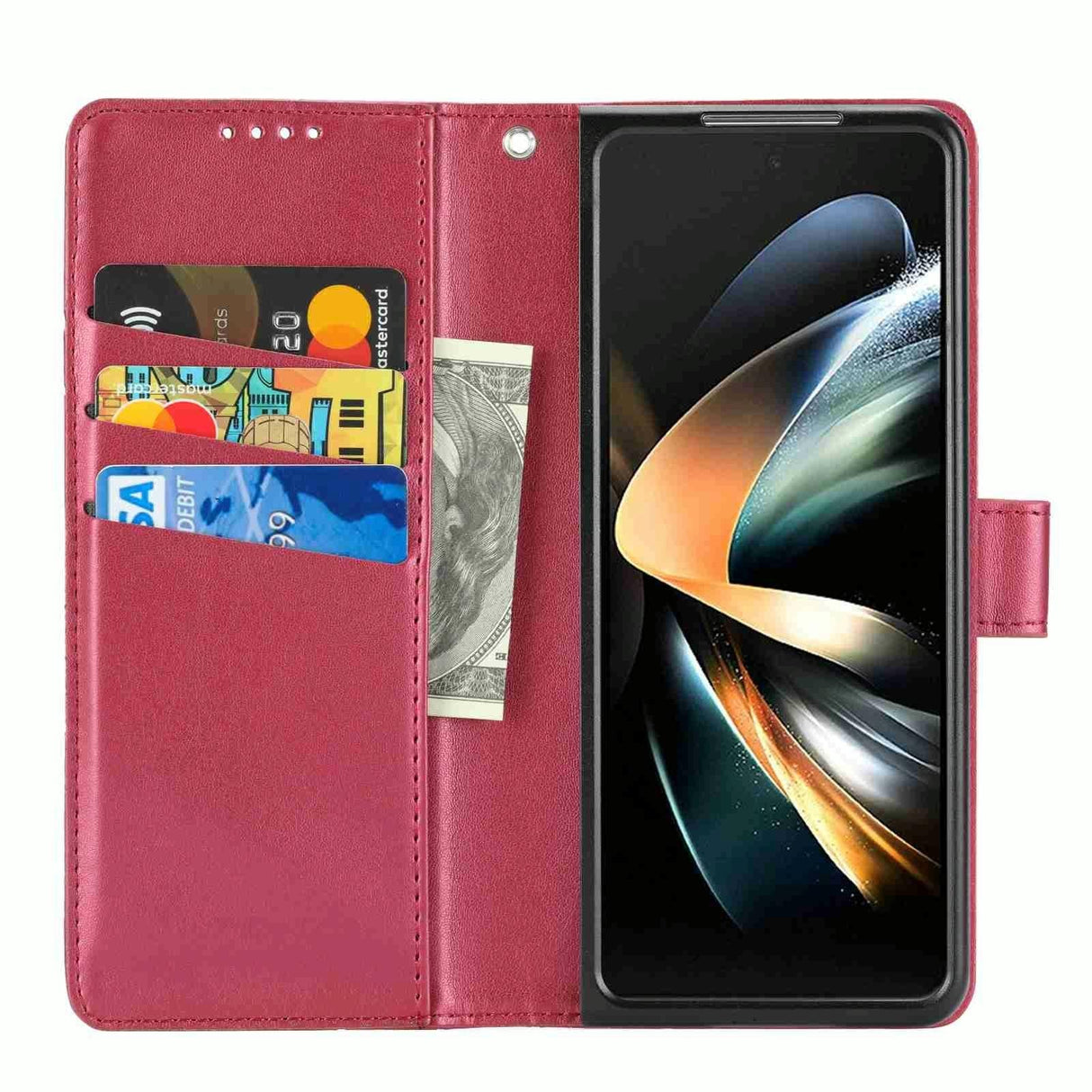For Samsung Galaxy Z Fold4 5G Embossed Pu Leather Phone Case - Red