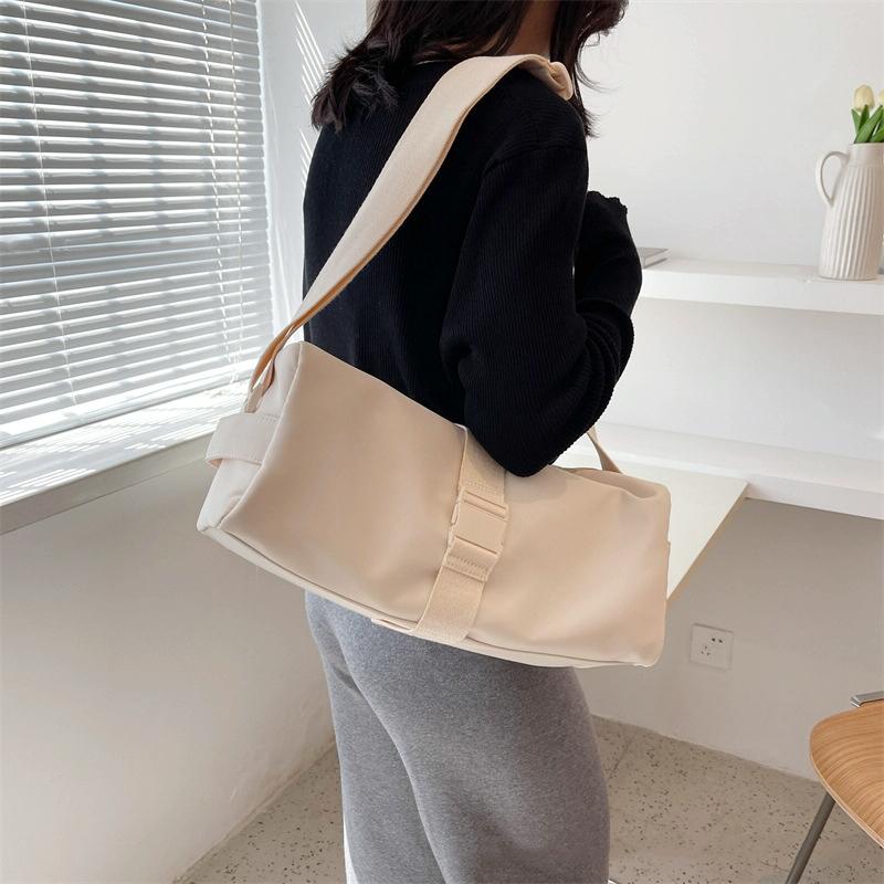 Travel & Fitness Crossbody Bag - Waterproof Nylon - Beige