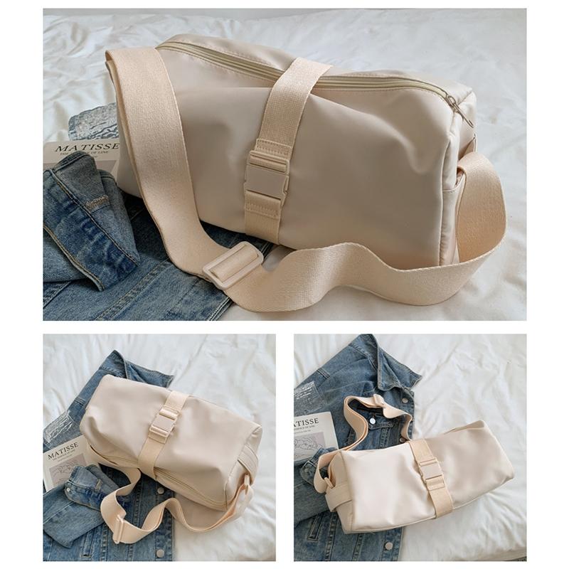 Travel & Fitness Crossbody Bag - Waterproof Nylon - Beige