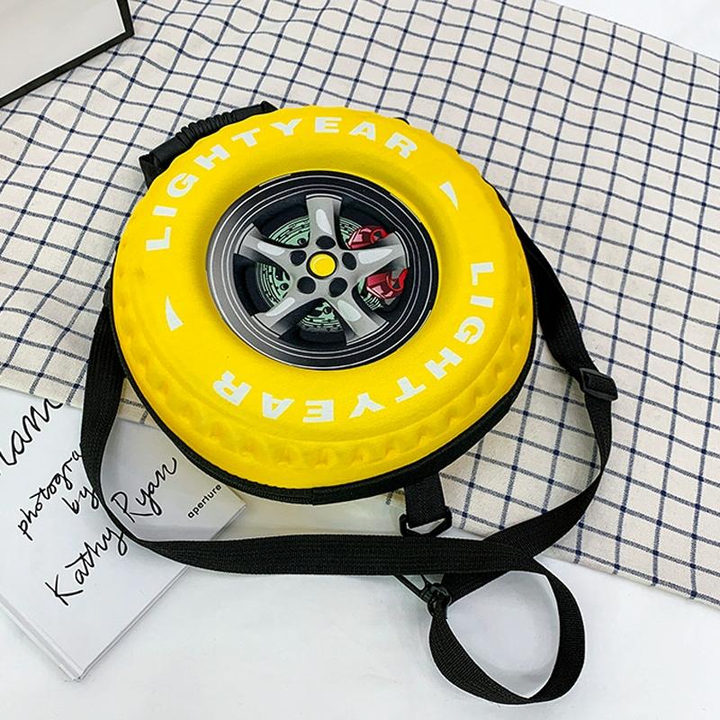 Kindergarten Shoulder Bag - Tire Shaped for Kids - Black