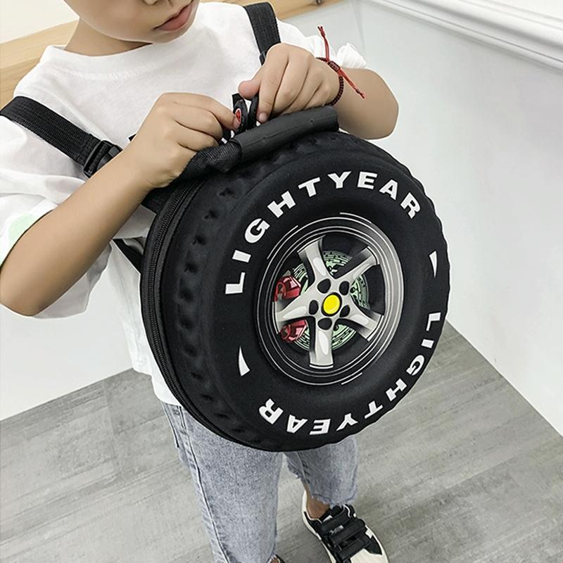 Kindergarten Shoulder Bag - Tire Shaped for Kids - Black