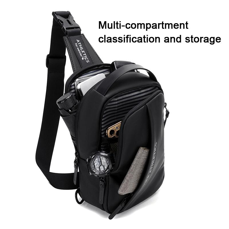 Compact Shoulder Sling USB Crossbody Chest Bag For Men - Black Gold