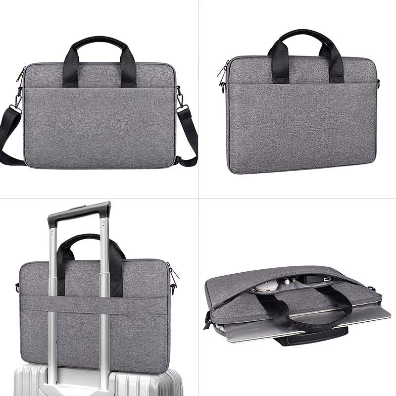 13.3 Inch Portable Laptop Bag with Single-shoulder Strap - Gray With Shoulder Strap