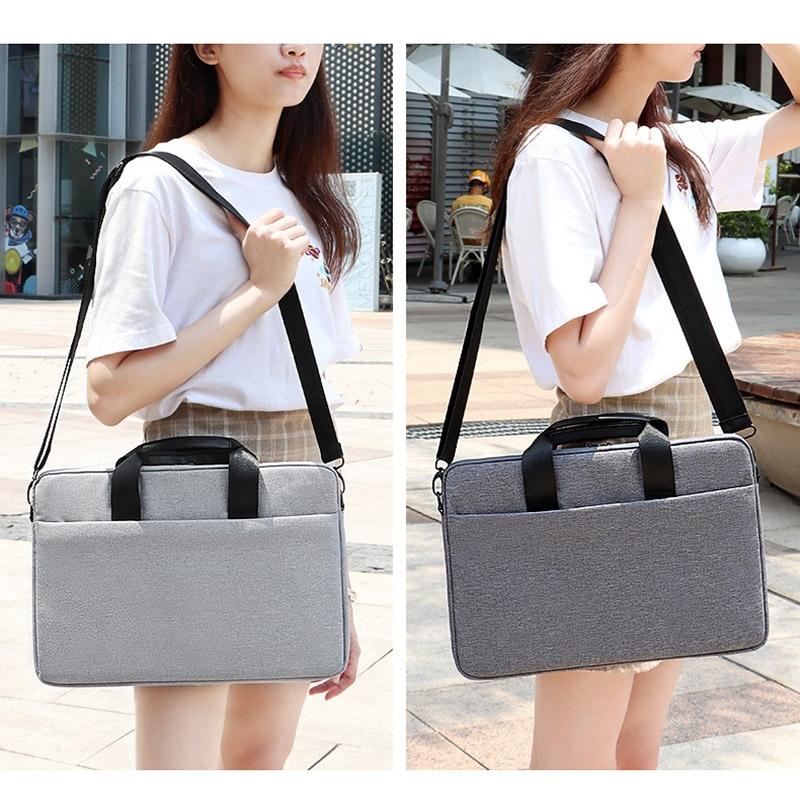 13.3 Inch Portable Laptop Bag with Single-shoulder Strap - Gray With Shoulder Strap