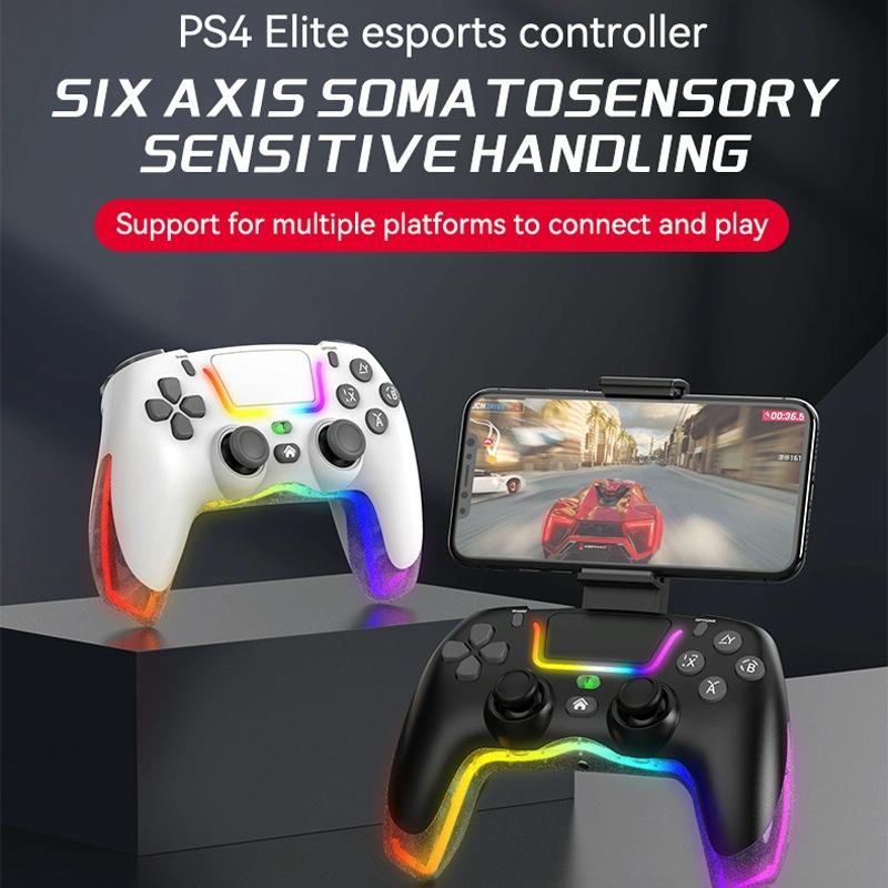 Wireless Bluetooth Grip for Ps4 with Dazzling Colour Light - White